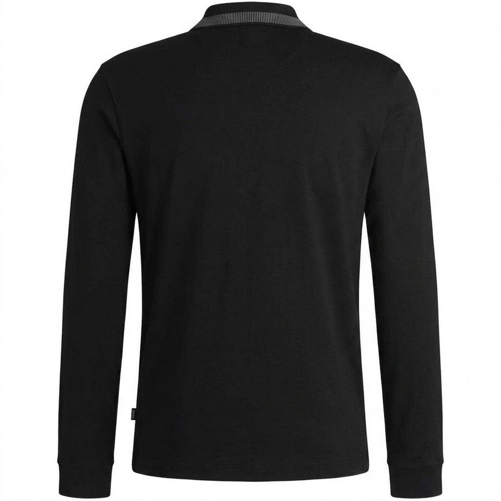 Black - Back - Boss Mens Regular Long-Sleeved Polo Shirt