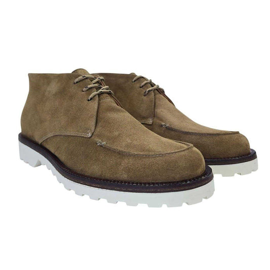 Tan - Front - Nicholas Deakins Mens Benjamim Suede Moc Toe Chukka Boots