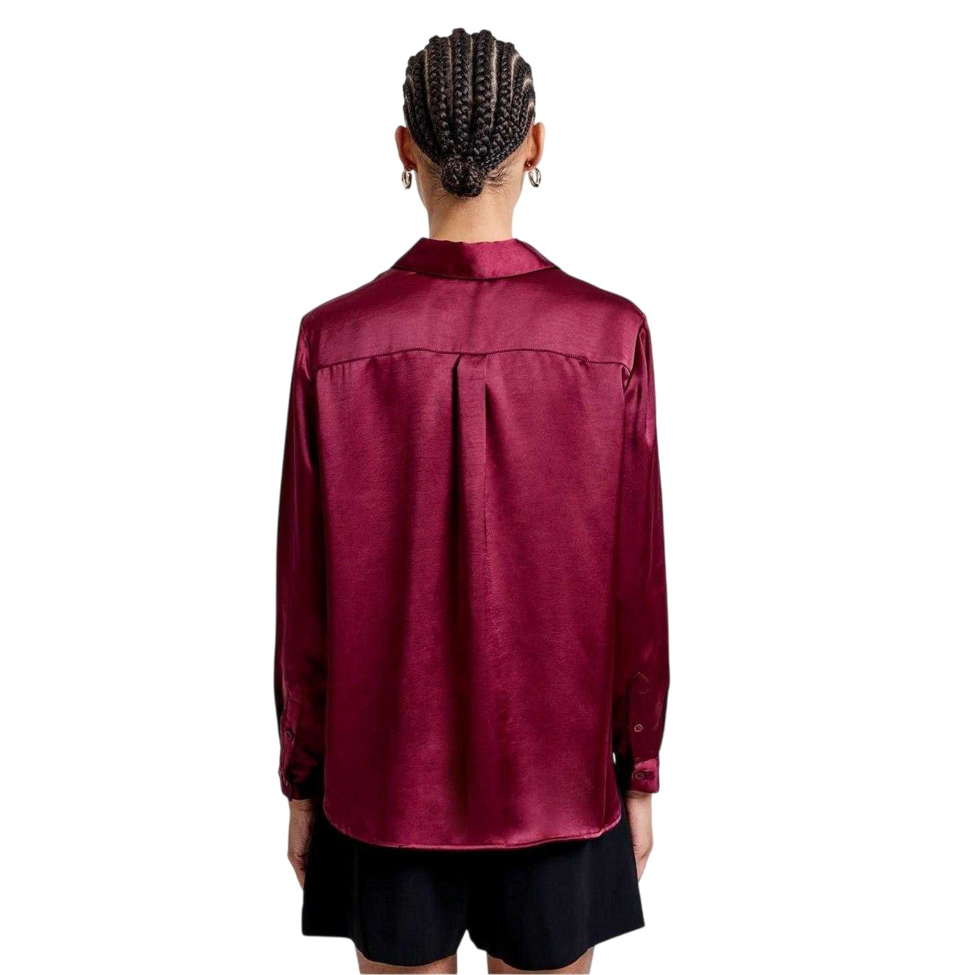 Red - Back - French Connection Womens-Ladies Irina Satin Long-Sleeved Shirt