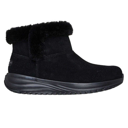 Black - Side - Skechers Womens-Ladies On The GO Stellar Suede Faux Fur Lined Ankle Boots