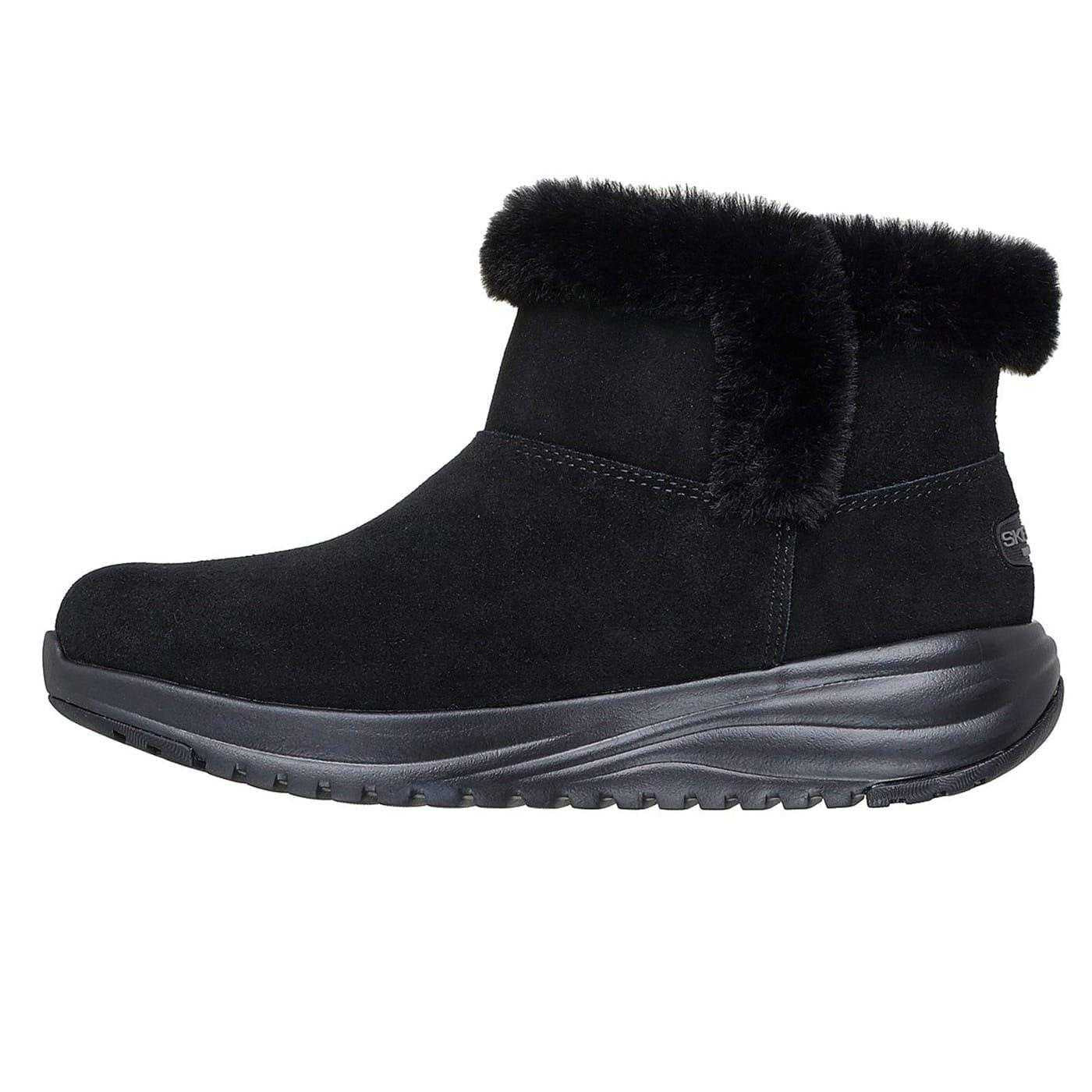 Black - Lifestyle - Skechers Womens-Ladies On The GO Stellar Suede Faux Fur Lined Ankle Boots