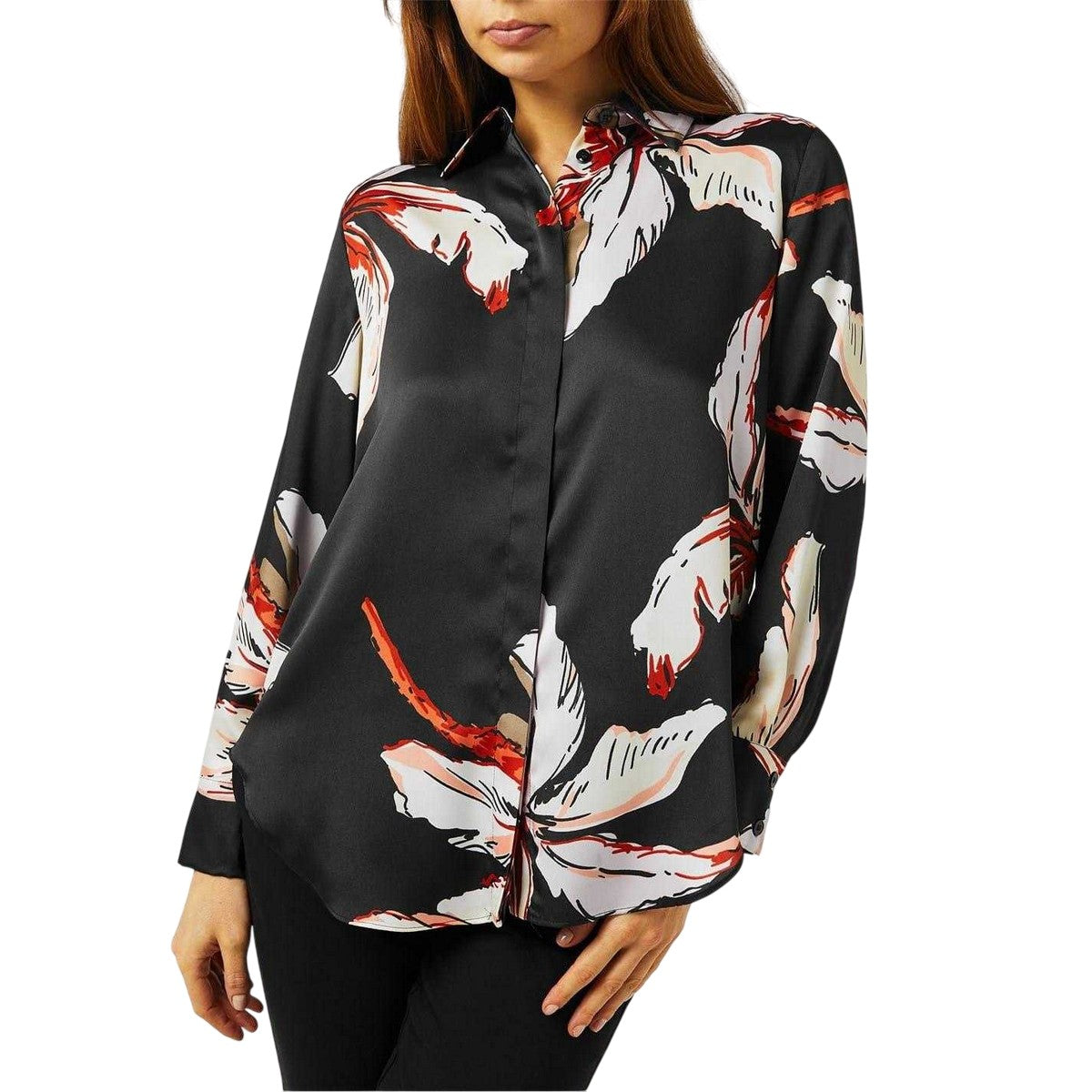 Black - Side - Marella Womens-Ladies Lugano Relaxed Fit Long-Sleeved Shirt