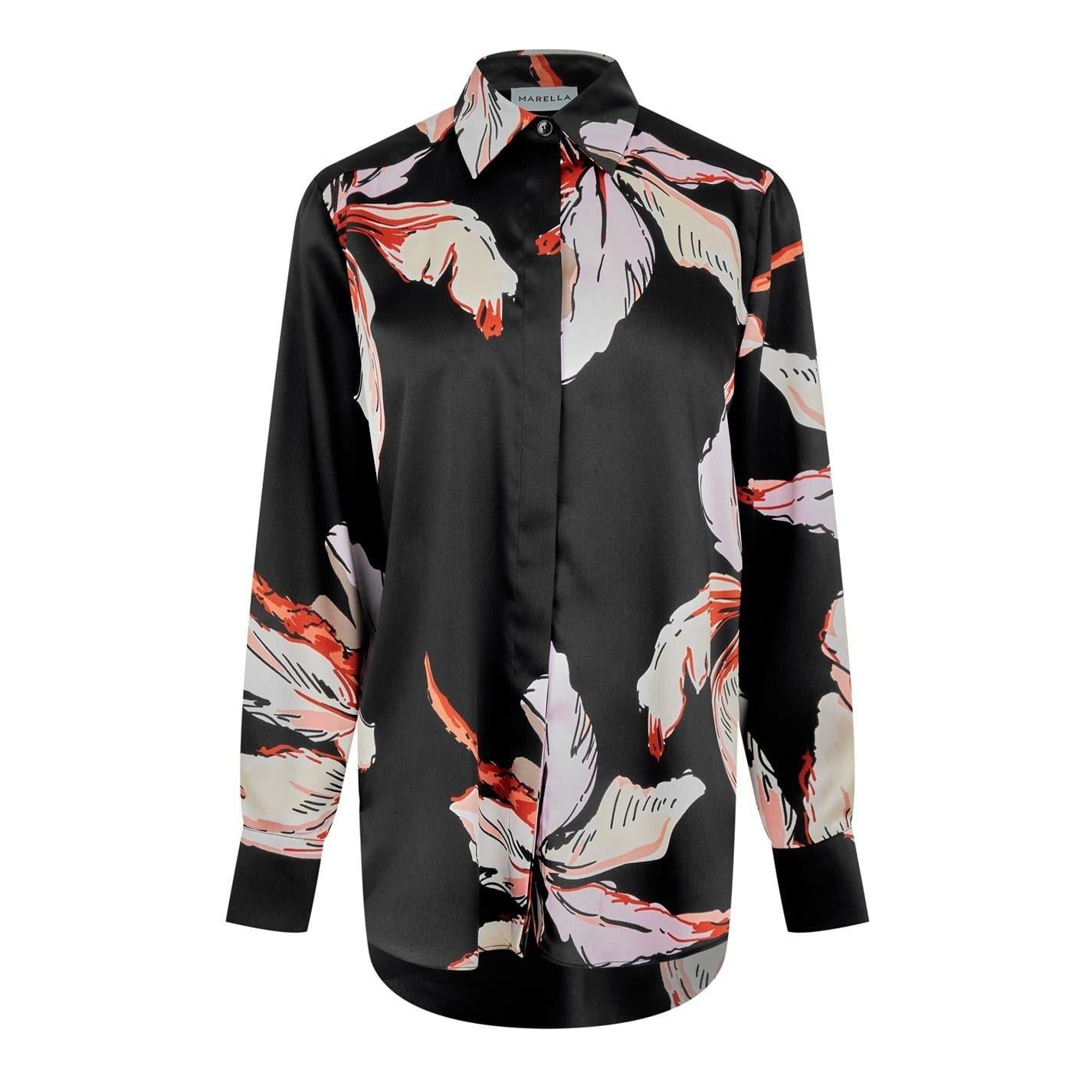 Black - Front - Marella Womens-Ladies Lugano Relaxed Fit Long-Sleeved Shirt