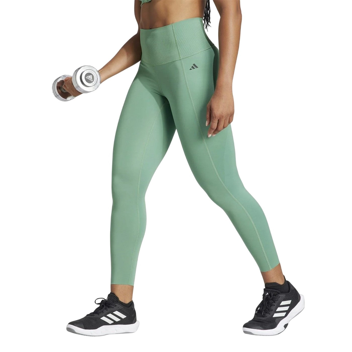 Green - Pack Shot - Adidas Womens-Ladies 7-8 Leggings