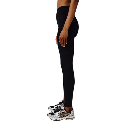 Black - Side - Essentials Womens-Ladies Ribbed Leggings