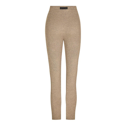 Heather Grey - Front - Essentials Womens-Ladies Ribbed Leggings