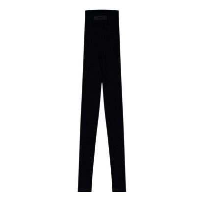 Black - Front - Essentials Womens-Ladies Ribbed Leggings