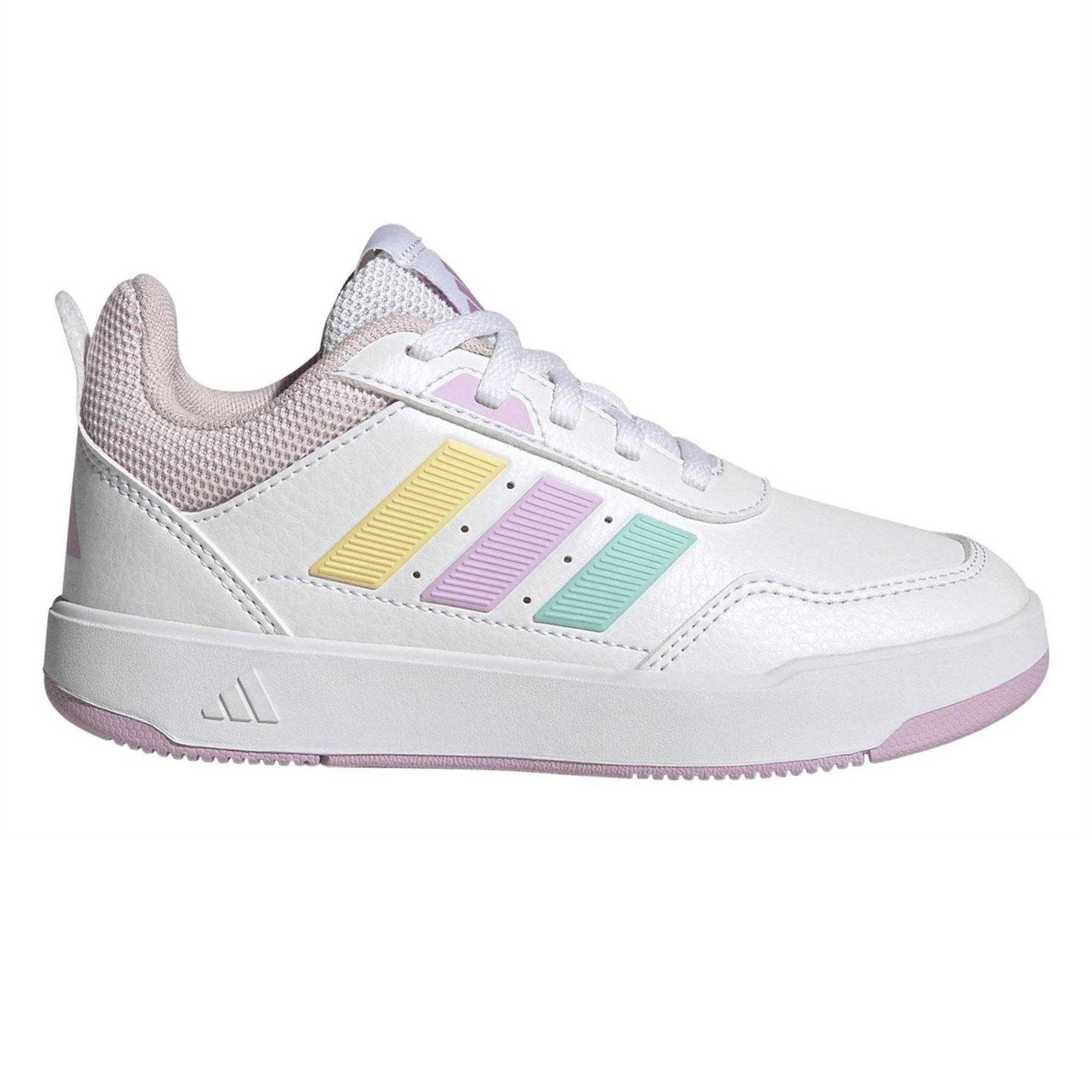 White-Lilac-Aqua - Side - Adidas Childrens-Kids Tensaur Sport 2.0 Stripes Trainers