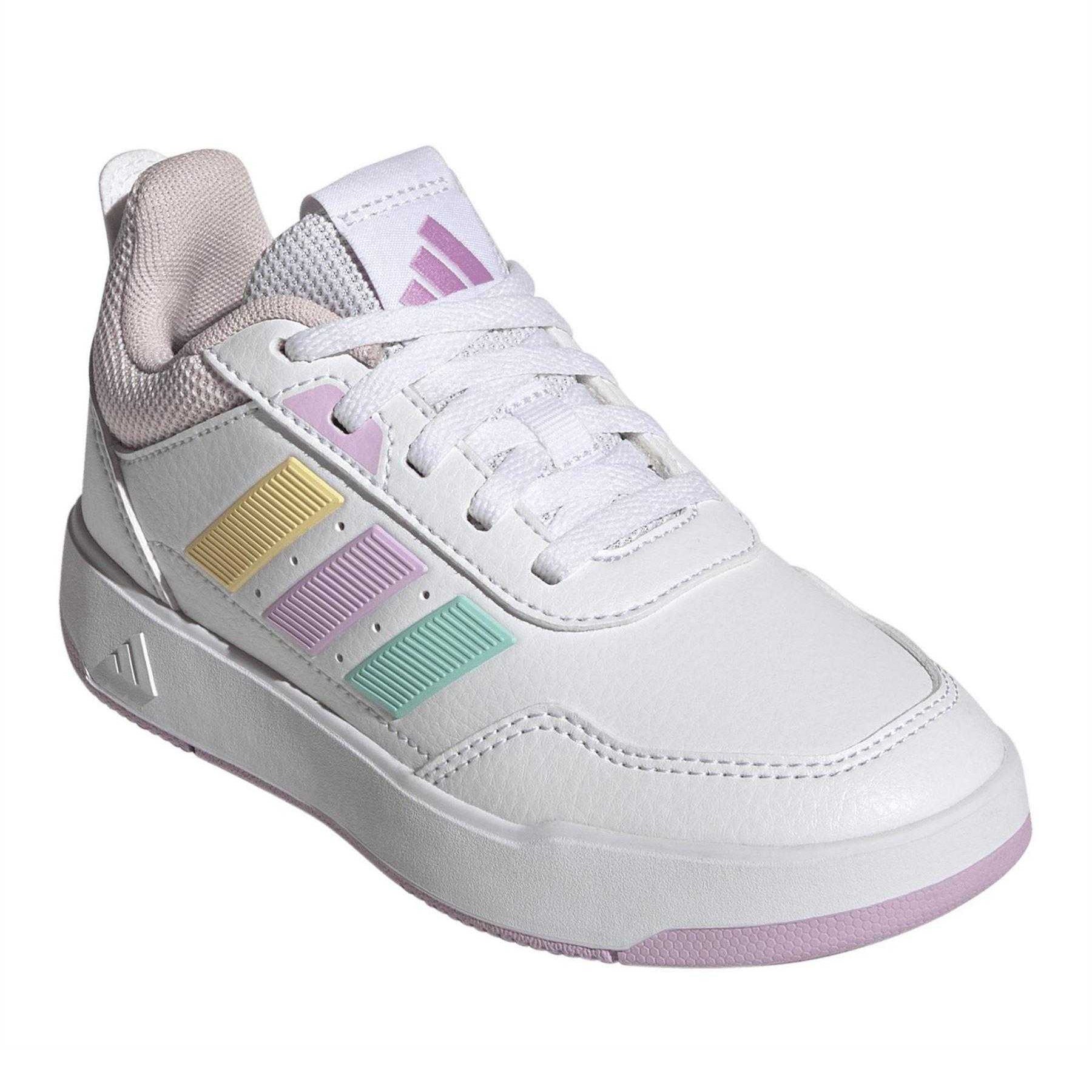 White-Lilac-Aqua - Front - Adidas Childrens-Kids Tensaur Sport 2.0 Stripes Trainers