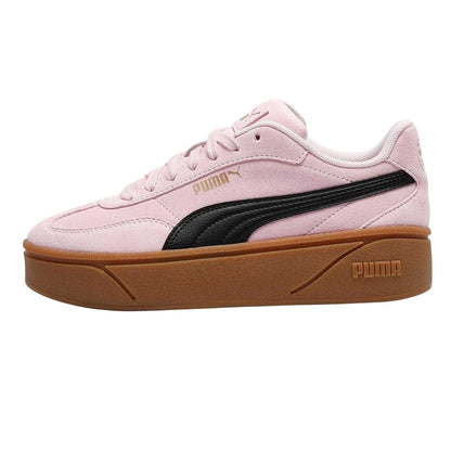 Pink-Navy-Gum - Back - Puma Womens-Ladies Club Era II Suede Platform Trainers