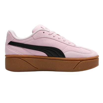 Pink-Navy-Gum - Front - Puma Womens-Ladies Club Era II Suede Platform Trainers