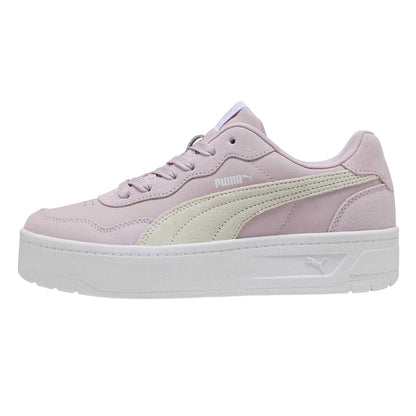 Rose-White - Back - Puma Womens-Ladies Court Lally Skye Leather Platform Trainers