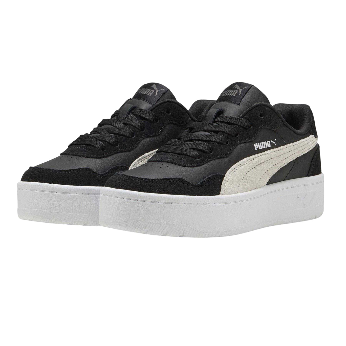 Surf-Quarry Grey - Side - Puma Womens-Ladies Court Lally Skye Leather Platform Trainers