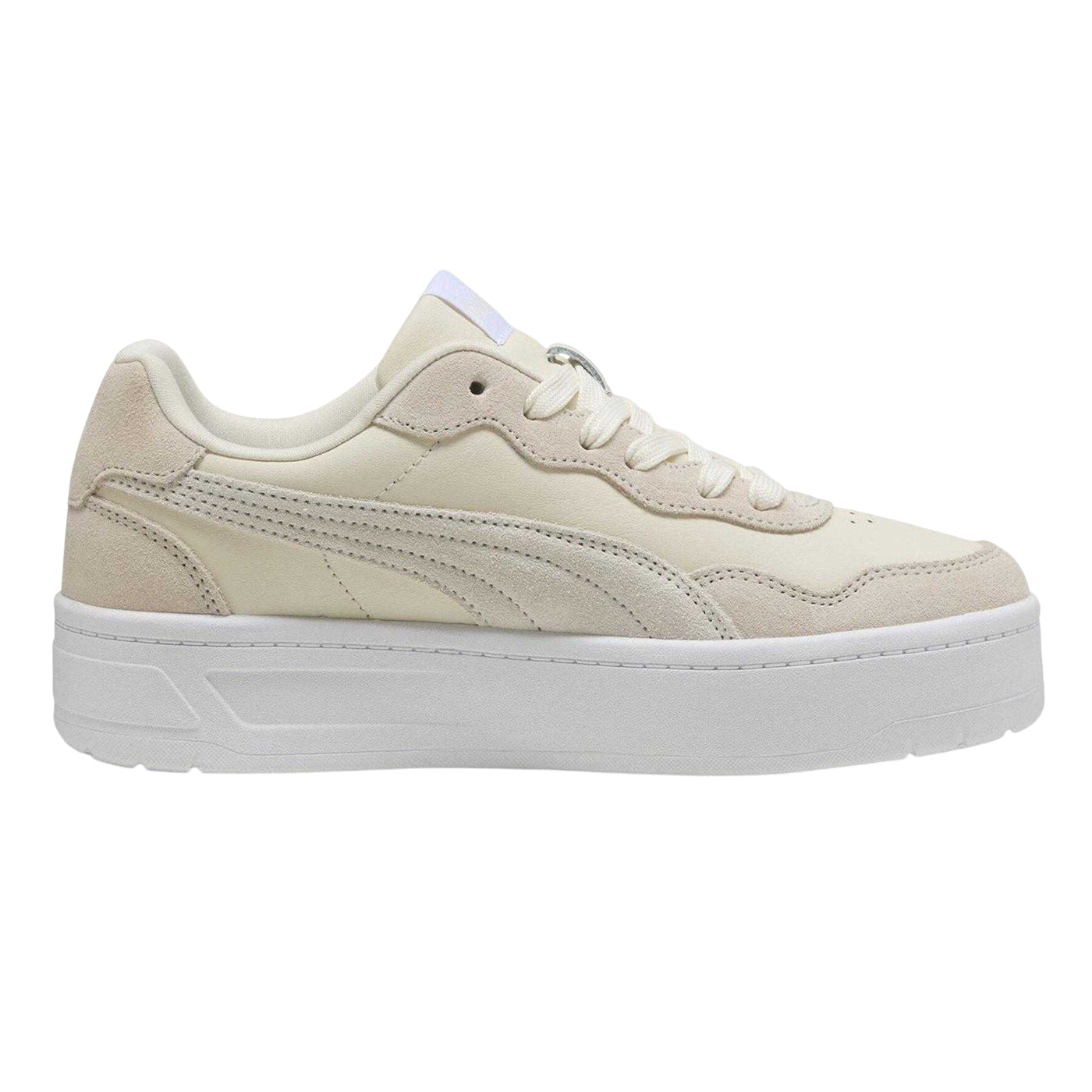 Ivory White-White - Front - Puma Womens-Ladies Court Lally Skye Leather Platform Trainers