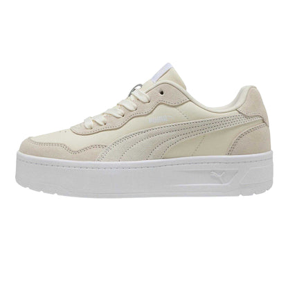 Ivory White-White - Back - Puma Womens-Ladies Court Lally Skye Leather Platform Trainers