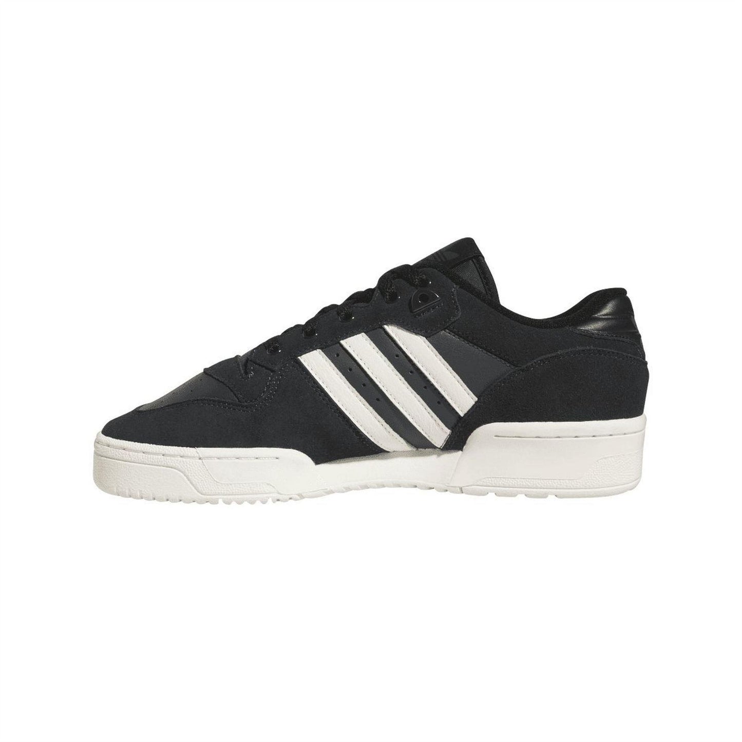 Black-Grey-White - Side - Adidas Mens Rivalry Leather Flat Trainers