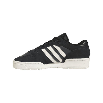 Black-Grey-White - Side - Adidas Mens Rivalry Leather Flat Trainers