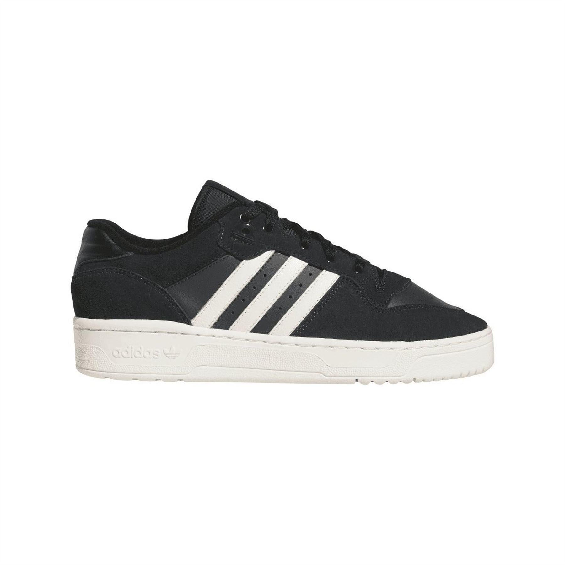 Black-Grey-White - Front - Adidas Mens Rivalry Leather Flat Trainers