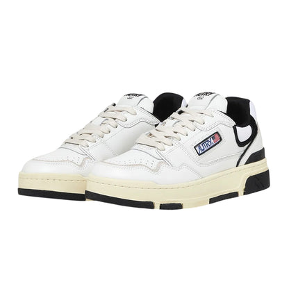 White-Black - Pack Shot - Autry Mens Medalist Leather Trainers