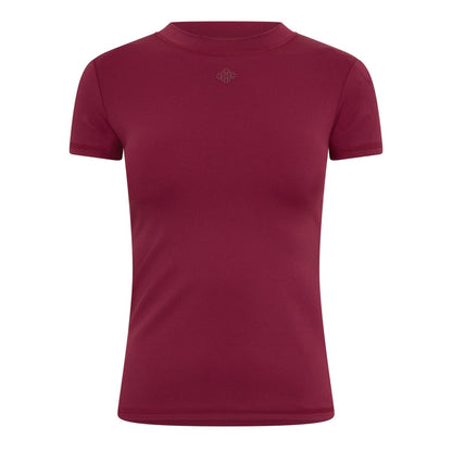 Burgundy - Front - Couture Club Womens-Ladies Emblem Fitted T-Shirt