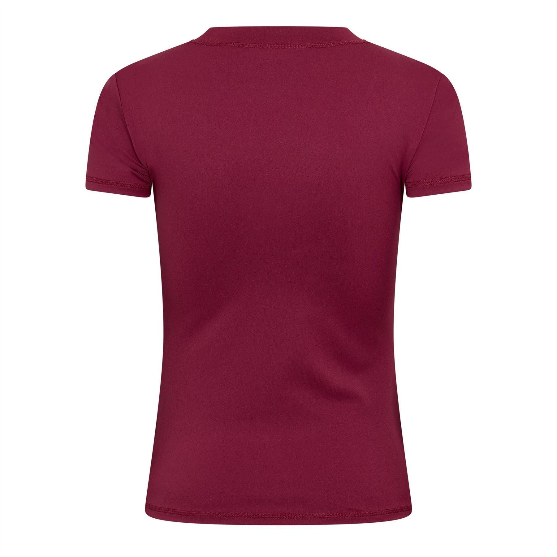 Burgundy - Back - Couture Club Womens-Ladies Emblem Fitted T-Shirt