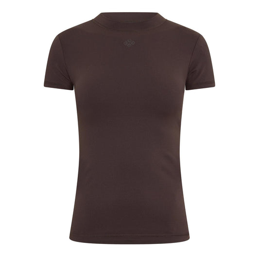 Chocolate - Front - Couture Club Womens-Ladies Emblem Fitted T-Shirt