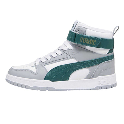 White-Grey-Green - Back - Puma Childrens-Kids RBD Game High Top Trainers