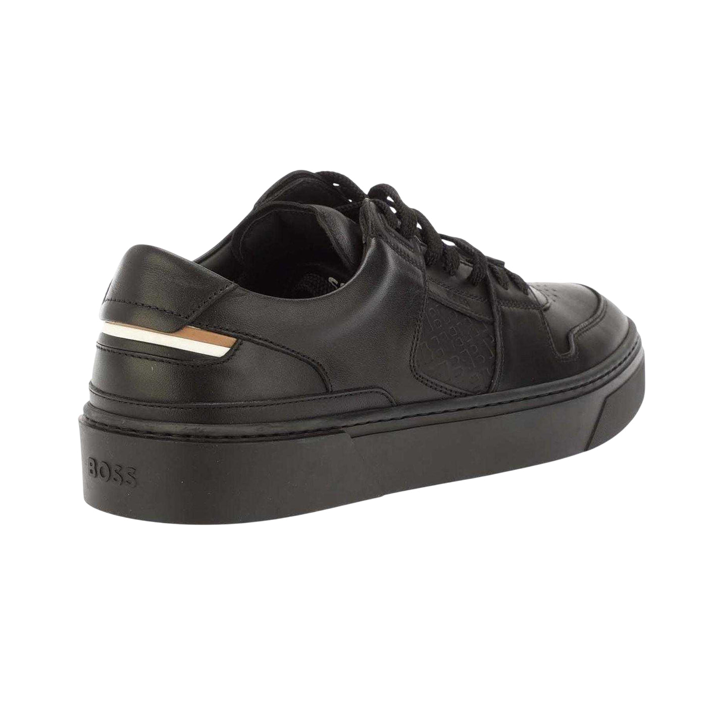 Black - Back - Boss Mens Gary Leather Flat Trainers