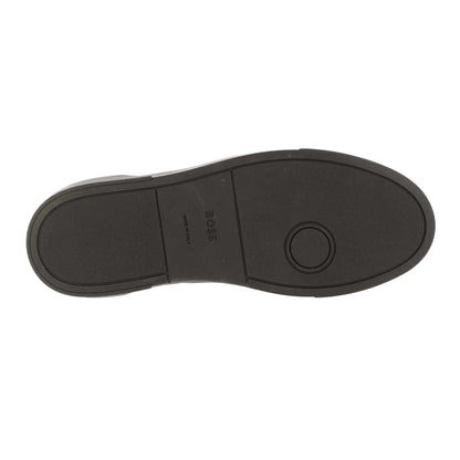 Black - Side - Boss Mens Gary Leather Flat Trainers