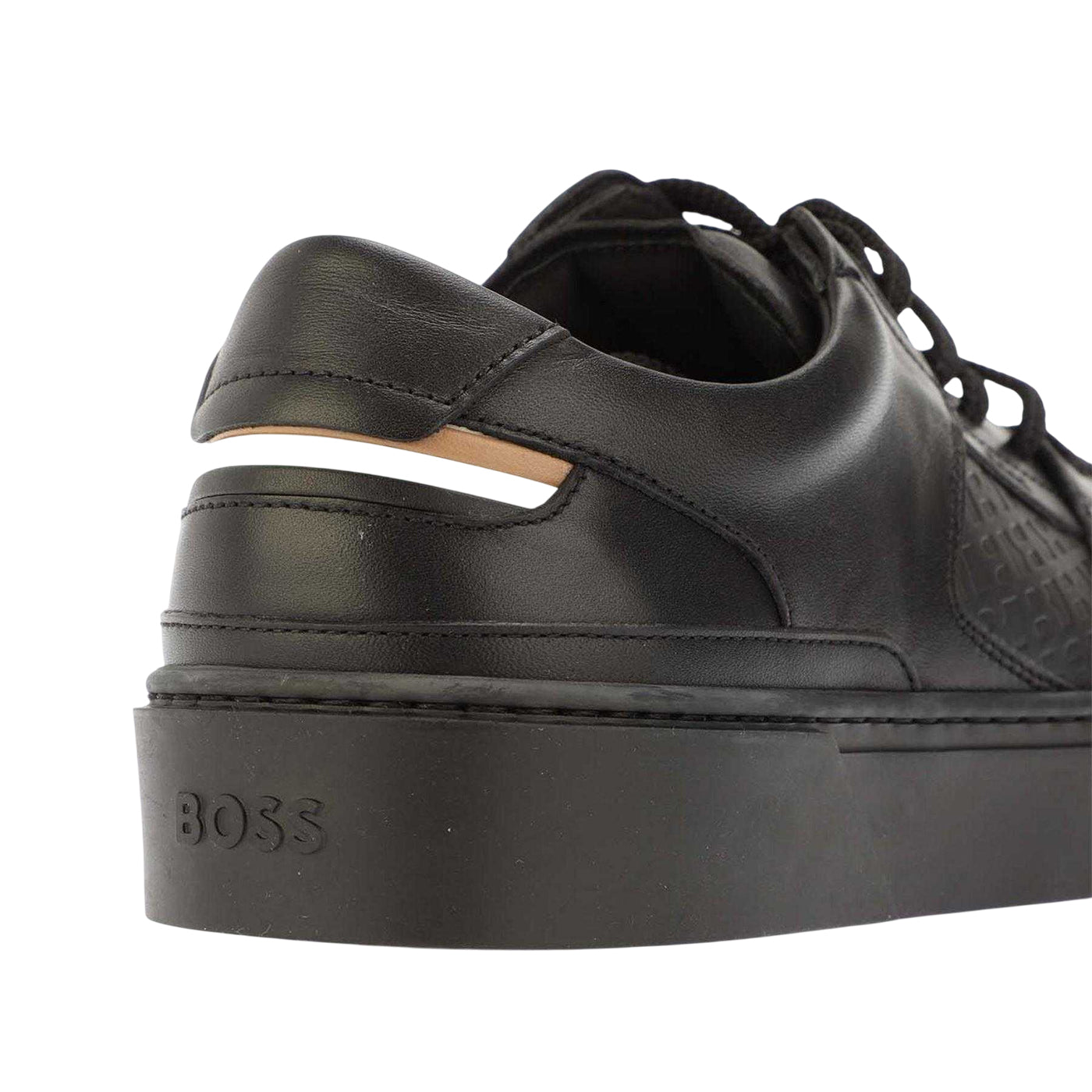 Black - Pack Shot - Boss Mens Gary Leather Flat Trainers