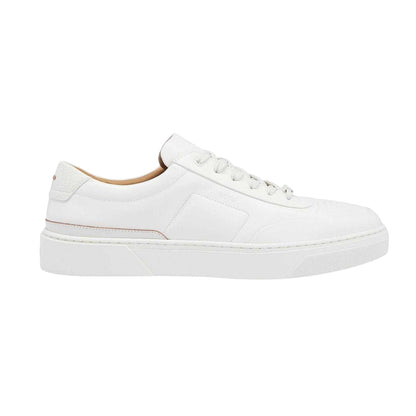 White - Front - Boss Mens Gary Leather Flat Trainers