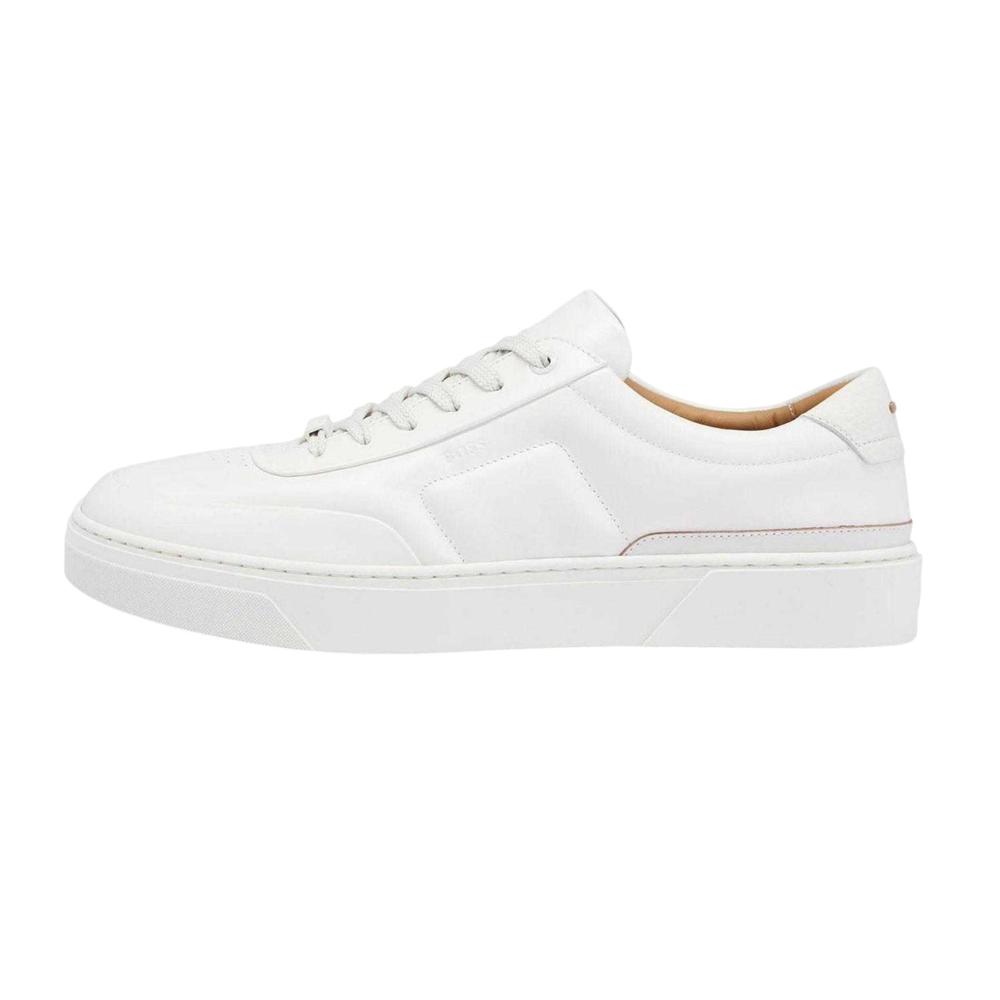 White - Back - Boss Mens Gary Leather Flat Trainers