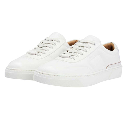 White - Side - Boss Mens Gary Leather Flat Trainers