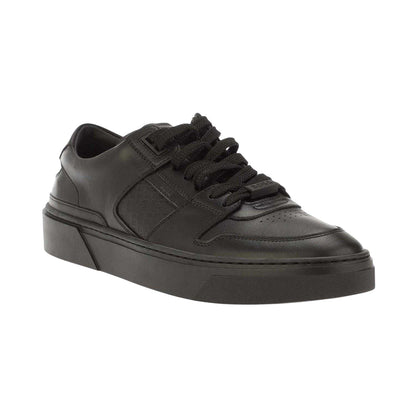 Black - Front - Boss Mens Gary Leather Flat Trainers
