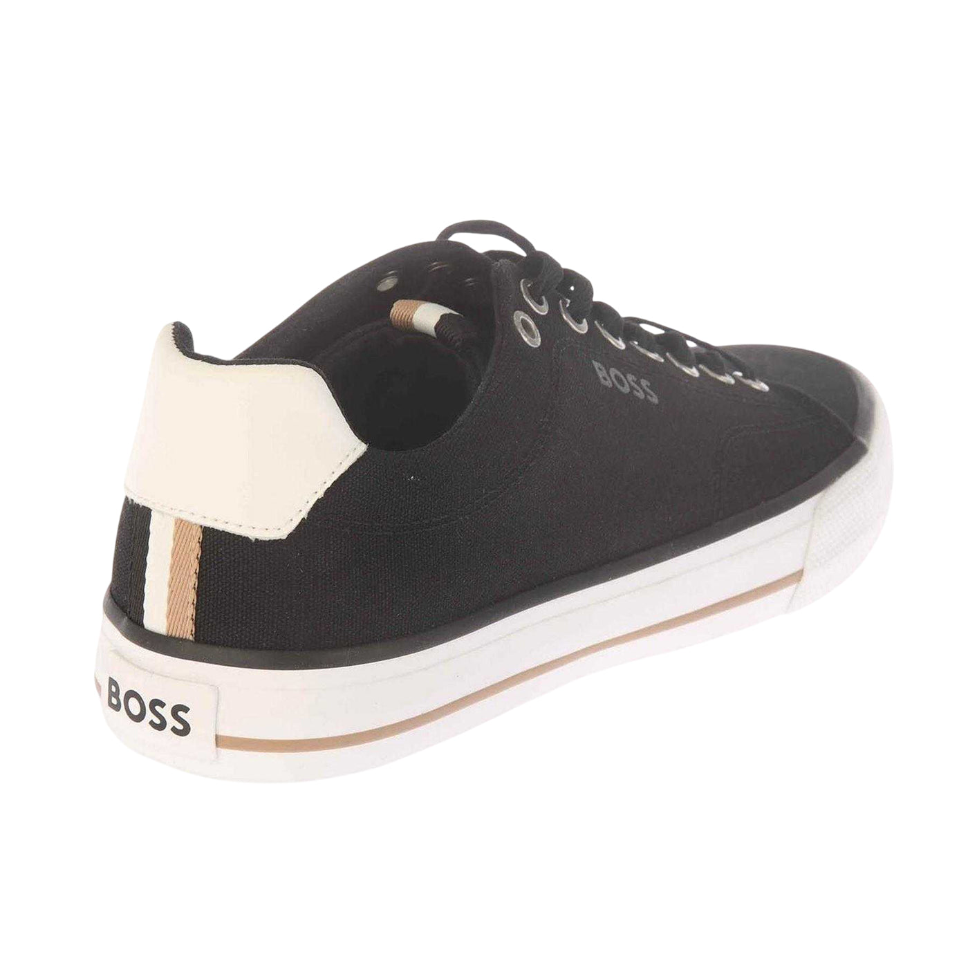 Black - Back - Boss Mens Aiden Canvas Trainers