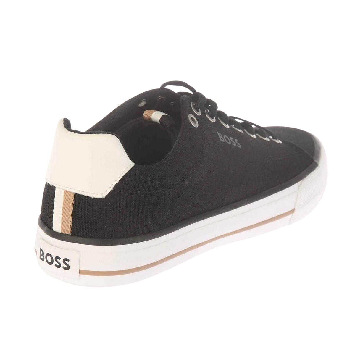 Black - Back - Boss Mens Aiden Canvas Trainers