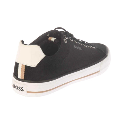 Black - Back - Boss Mens Aiden Canvas Trainers
