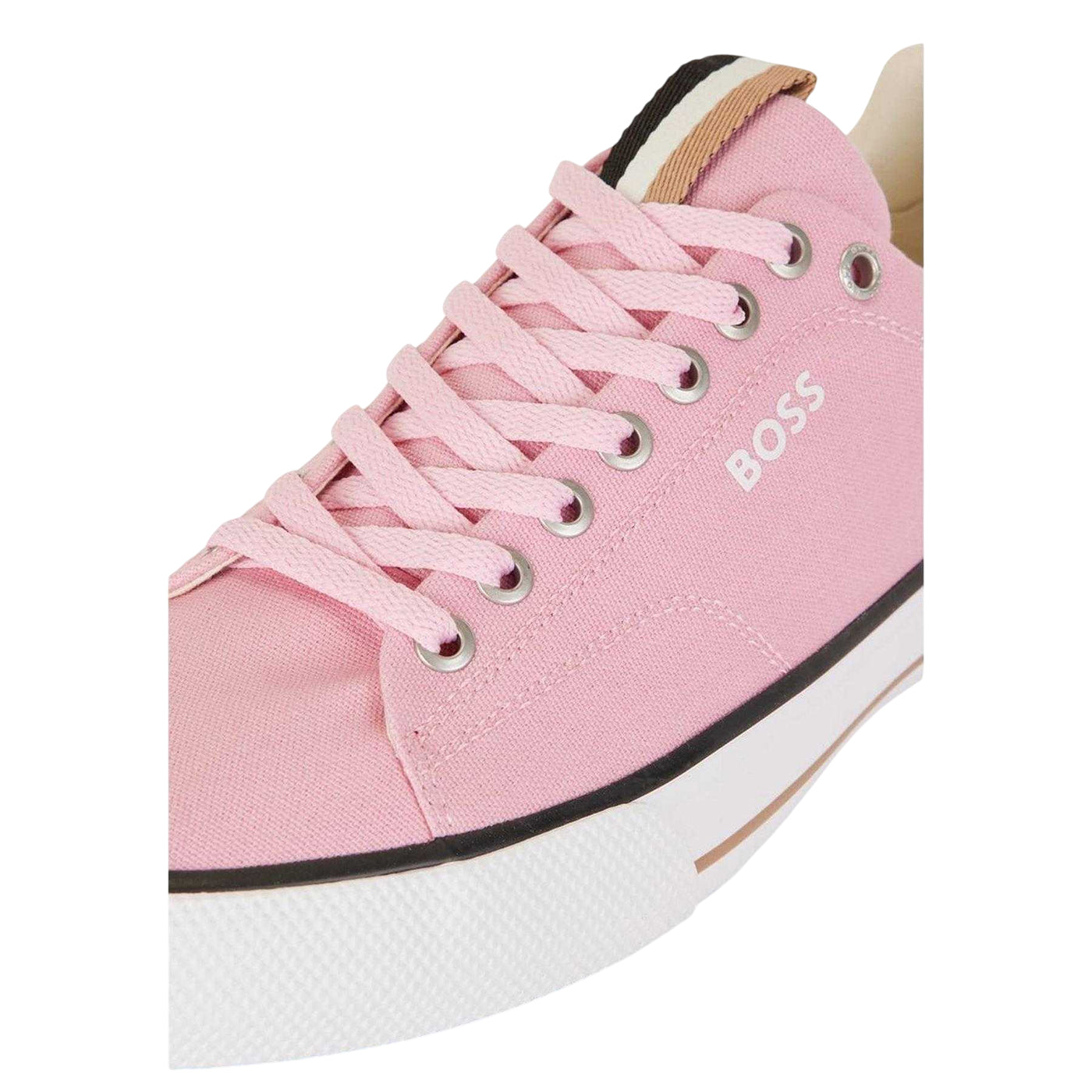 Red - Side - Boss Mens Aiden Canvas Trainers