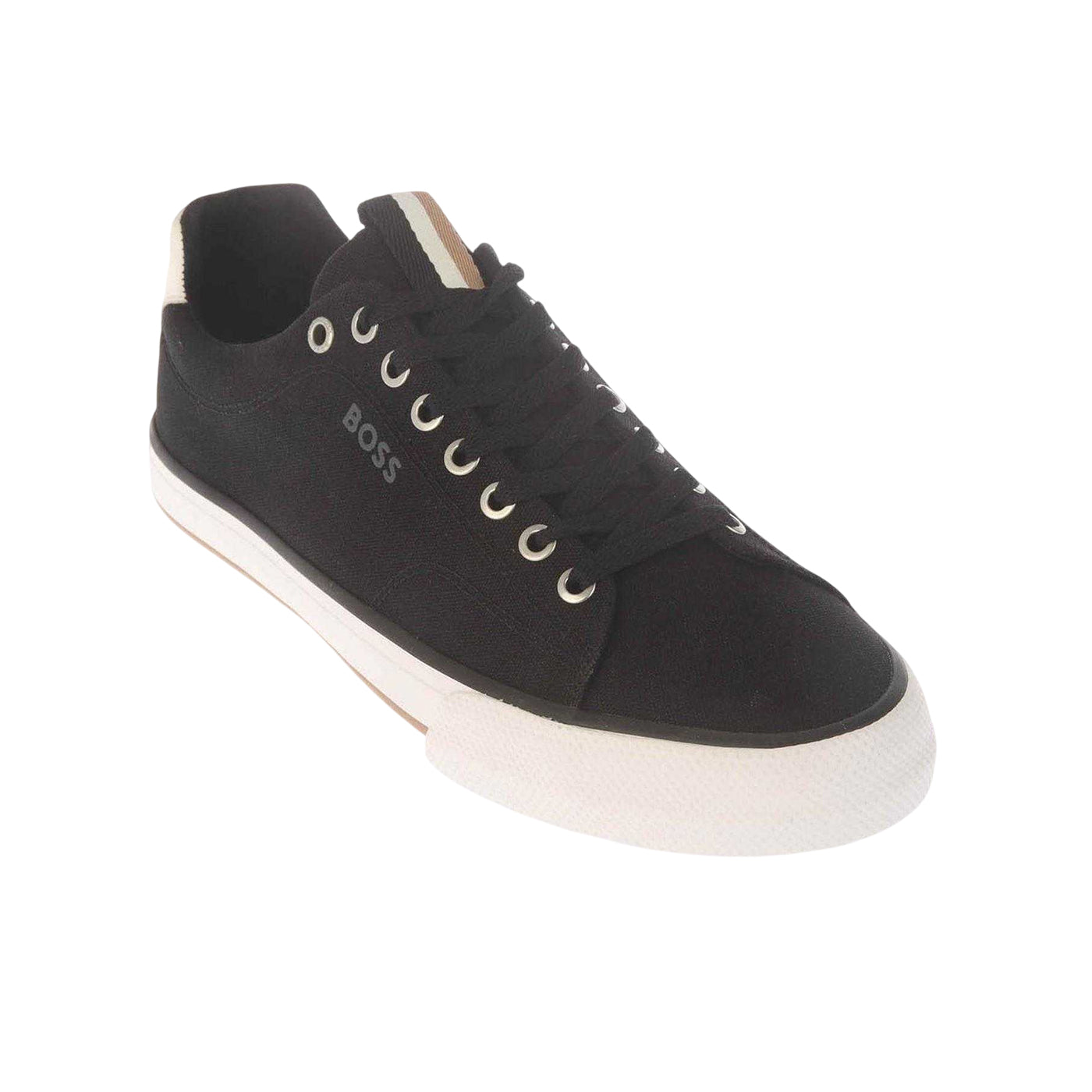 Black - Front - Boss Mens Aiden Canvas Trainers