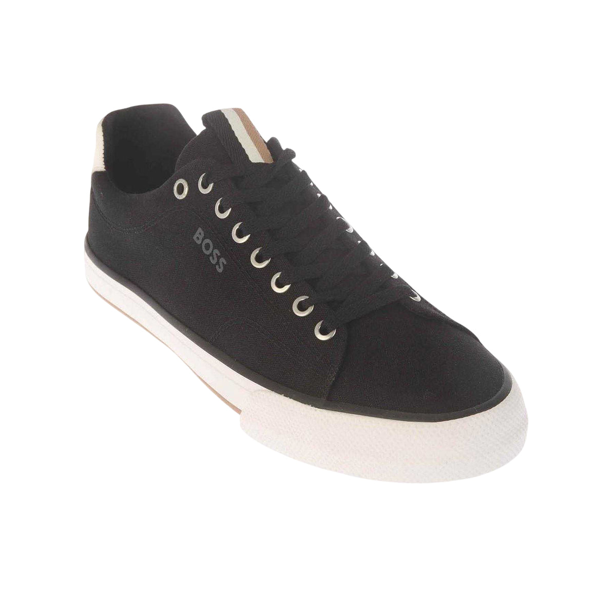 Black - Front - Boss Mens Aiden Canvas Trainers