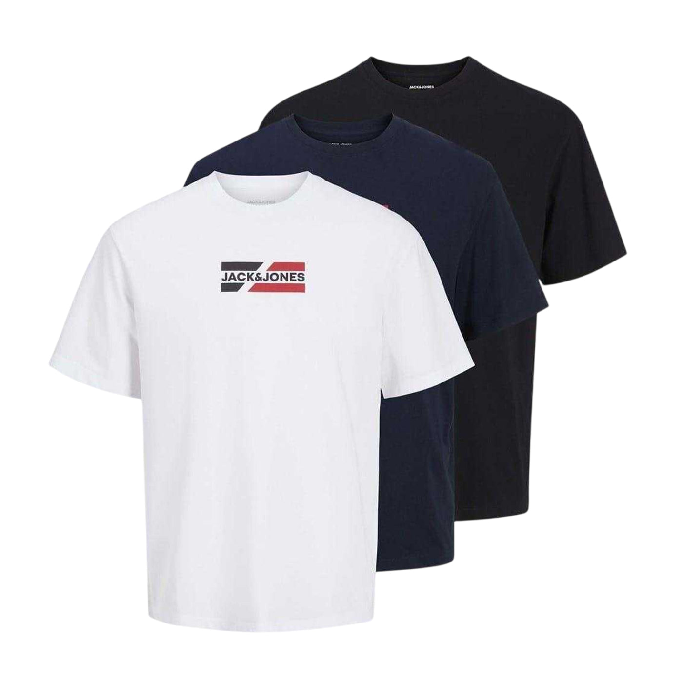 Sky Captain - Front - Jack And Jones Mens Relaxed Fit T-Shirt (Pack of 3)