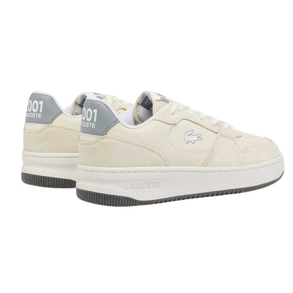 White-Grey - Back - Lacoste Mens L001 Logo Suede Flat Trainers