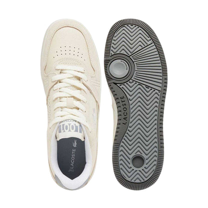 White-Grey - Lifestyle - Lacoste Mens L001 Logo Suede Flat Trainers