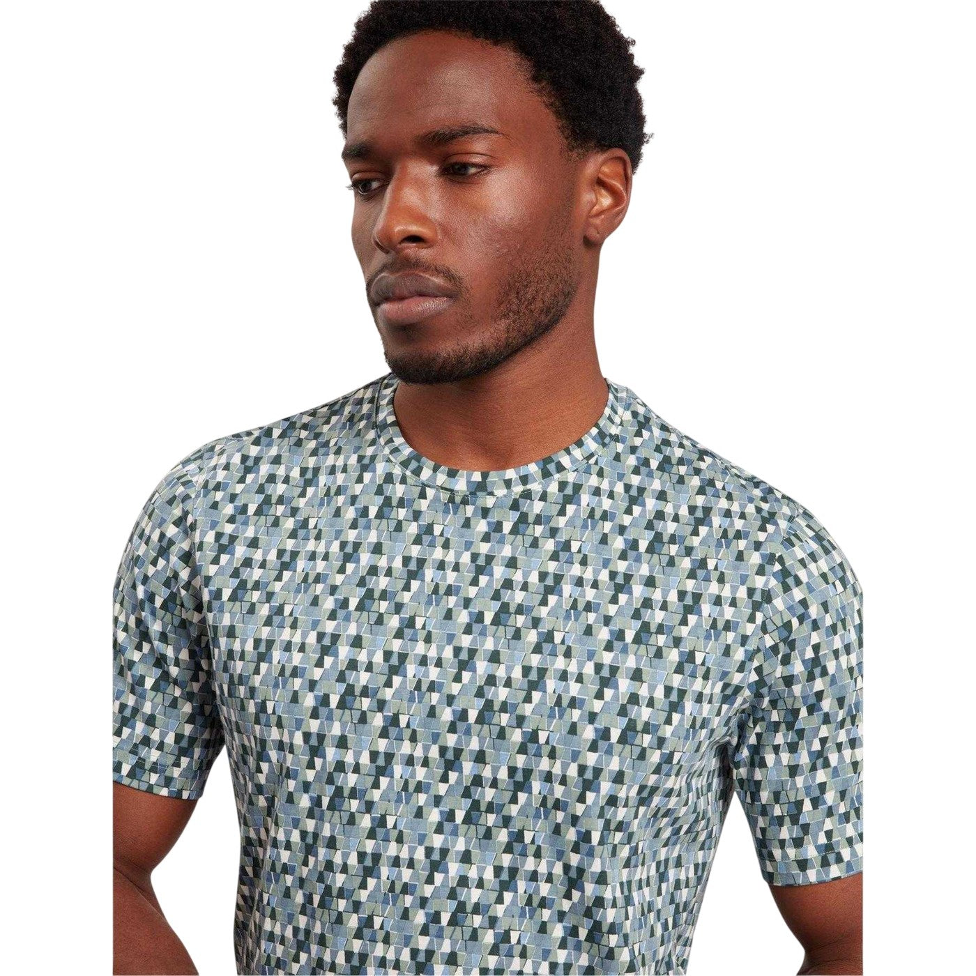 Sky Blue - Side - Ted Baker Mens Geo Abstract Regular T-Shirt