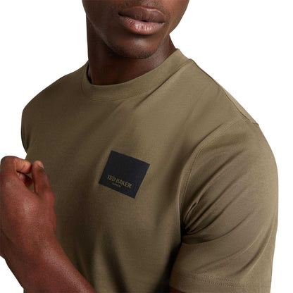 Khaki Green - Side - Ted Baker Mens Boxed Logo T-Shirt