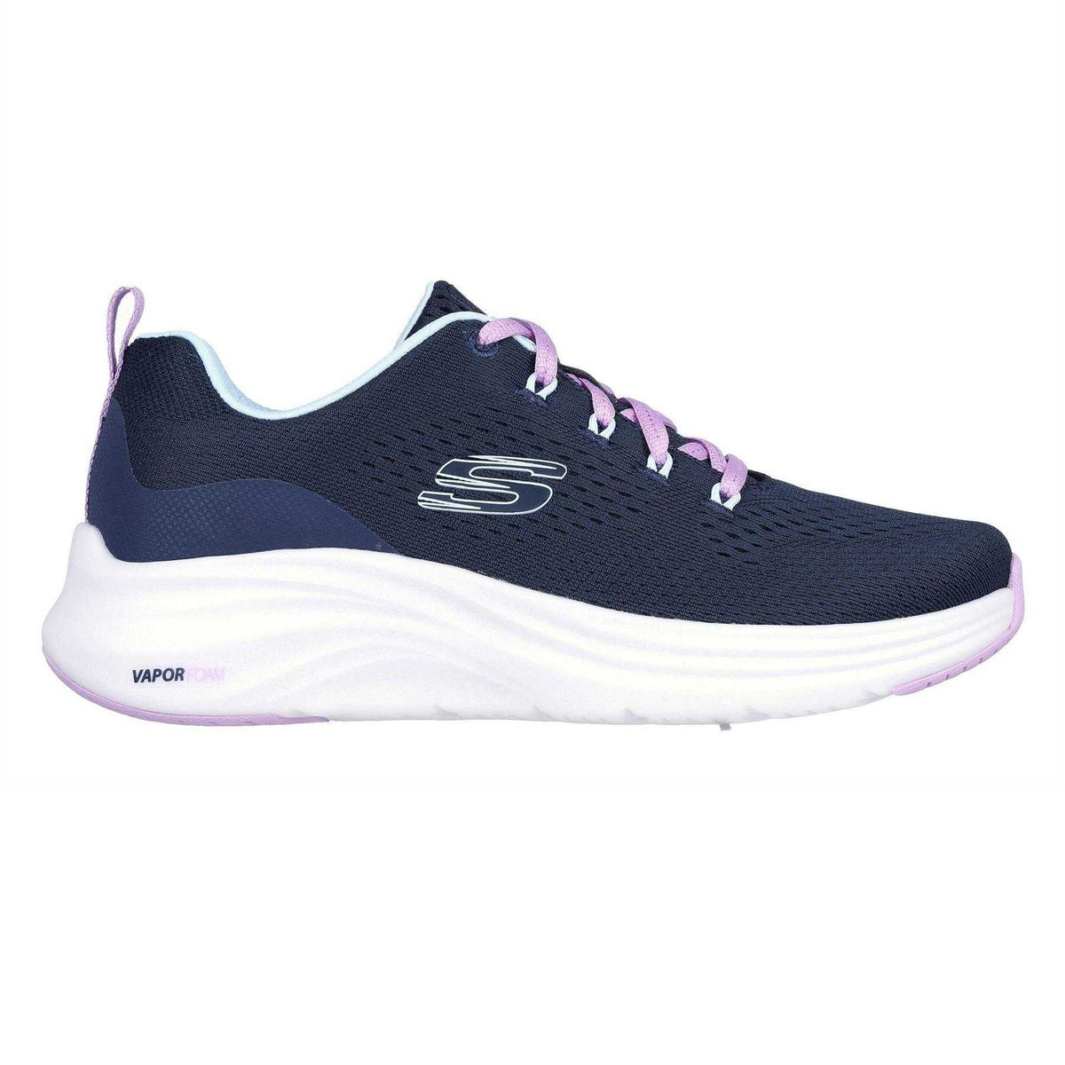 Navy-Lavender - Side - Skechers Womens-Ladies Vapor Foam Trainers