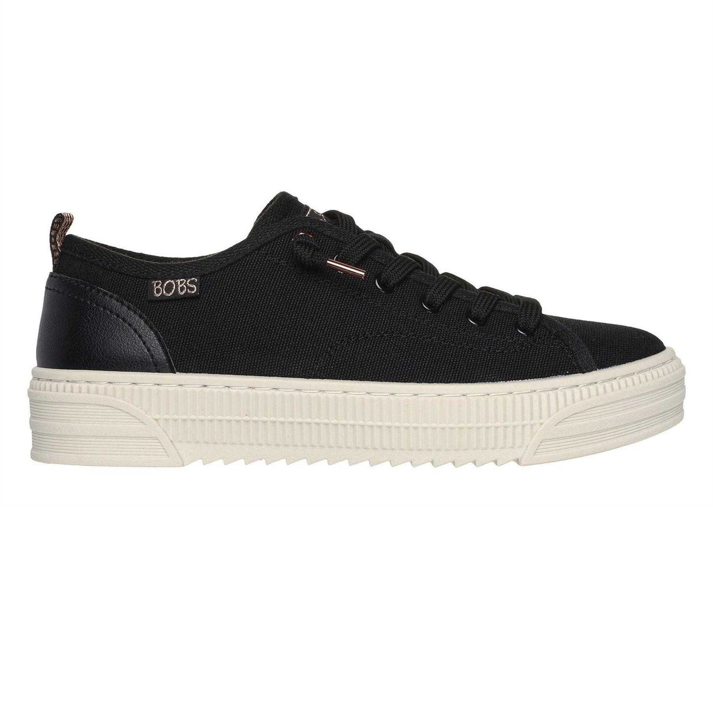 Black - Side - Skechers Womens-Ladies Bobs Copa Canvas Trainers
