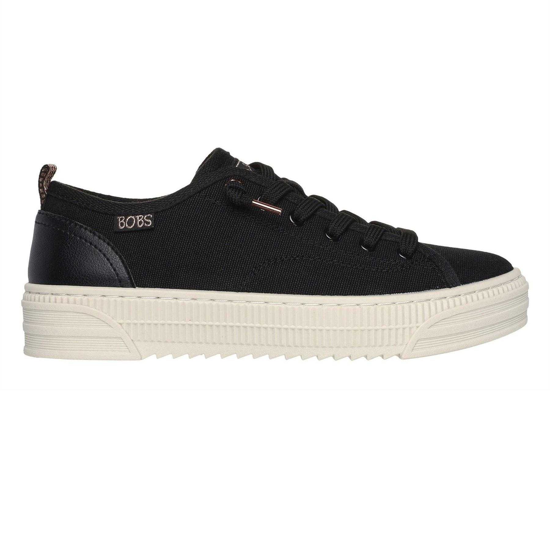 Black - Side - Skechers Womens-Ladies Bobs Copa Canvas Trainers