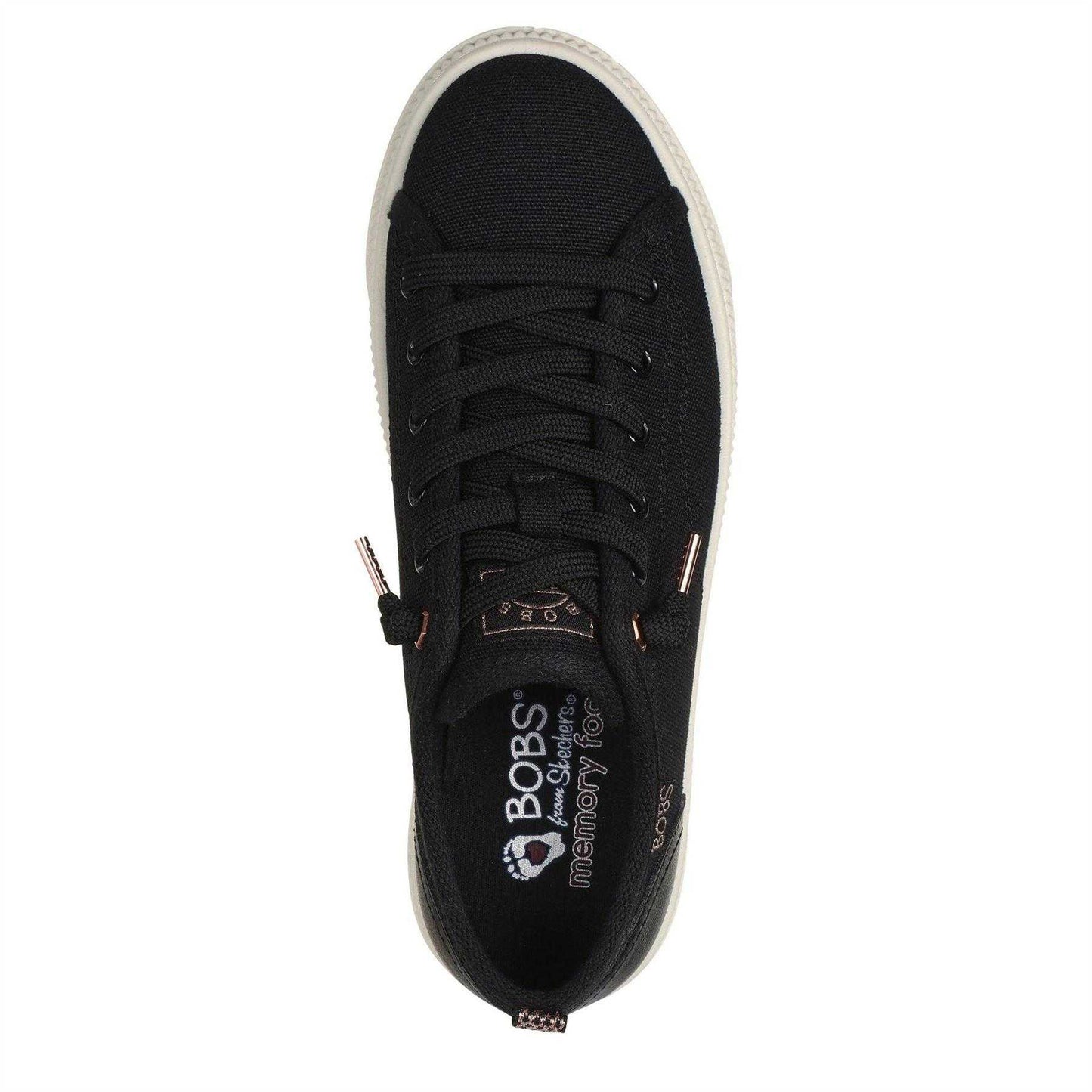 Black - Pack Shot - Skechers Womens-Ladies Bobs Copa Canvas Trainers
