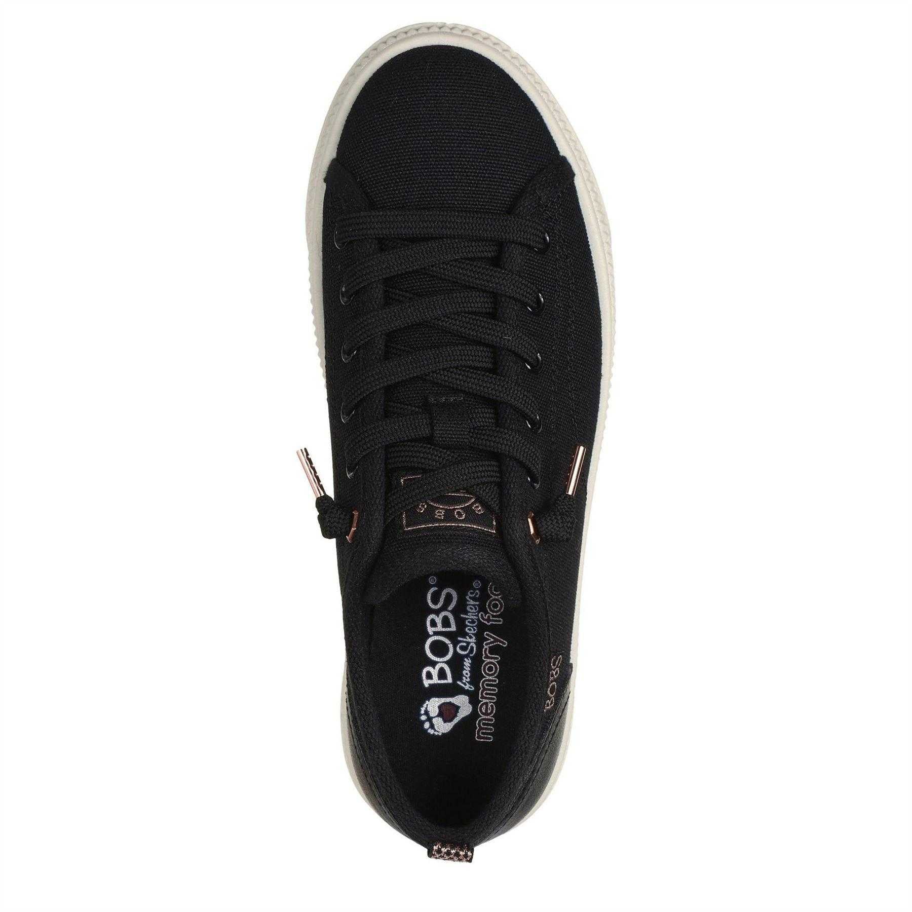 Black - Pack Shot - Skechers Womens-Ladies Bobs Copa Canvas Trainers
